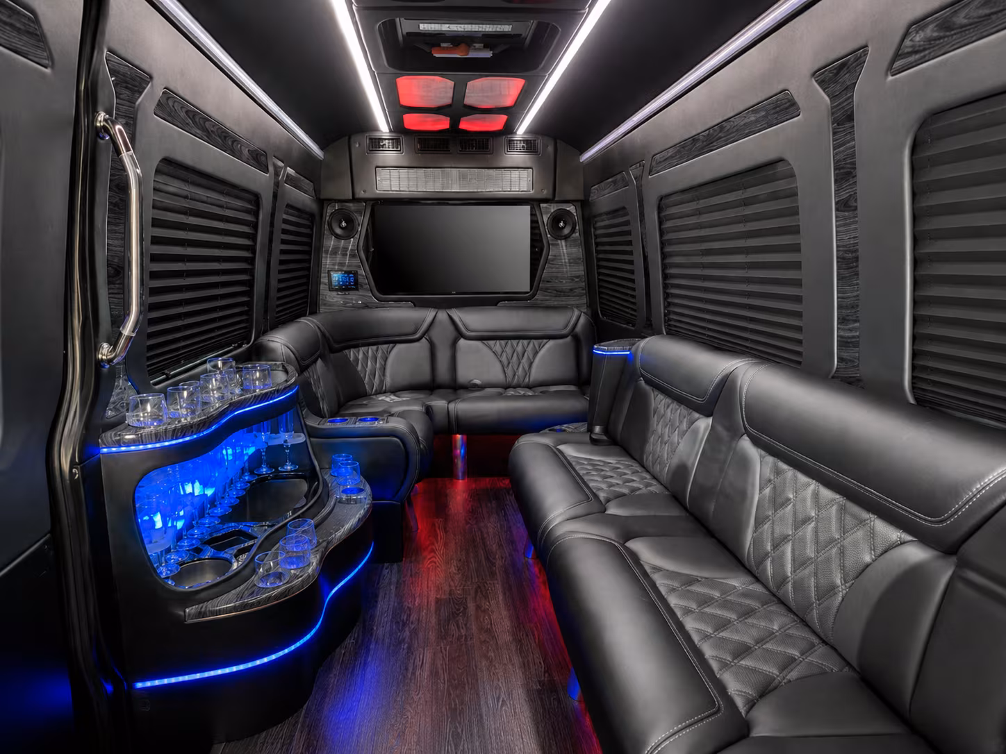hoover 18 passenger party bus inside